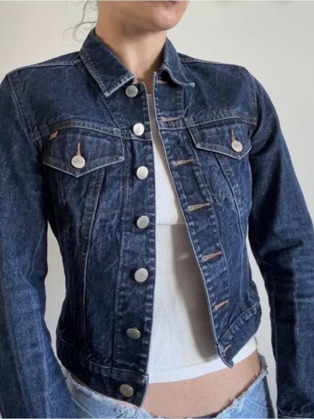 Vintage Y2K French Connection FCUK Denim Jean Jacket London Size Small